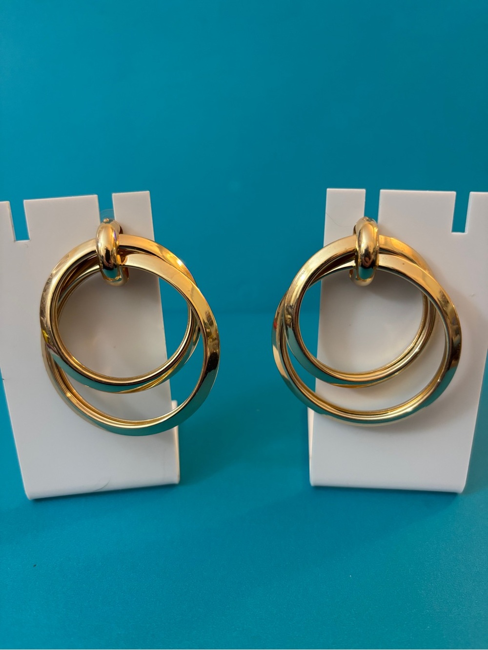 Gold Double Hoop Stud Earrings